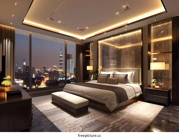 Luxury hotel夜景大床房