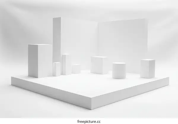 Abstract White Geometric Shapes Display
