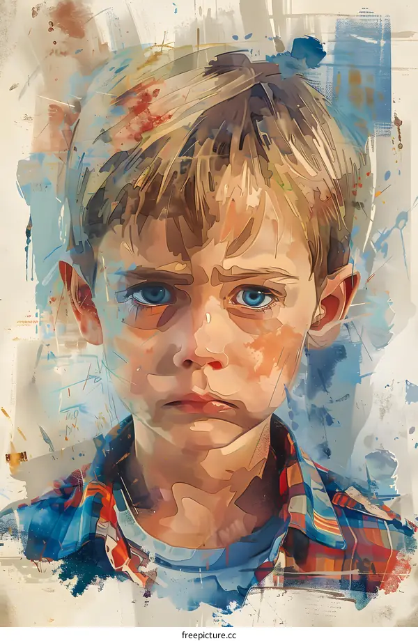 Portrait of a boy with sad expression