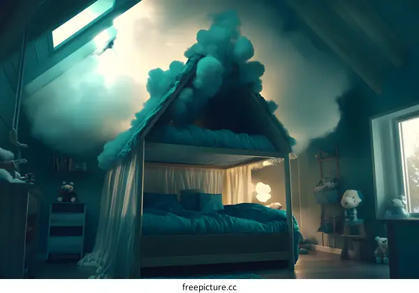 Dreamy Kids Bedroom with Cloud Canopy Bed