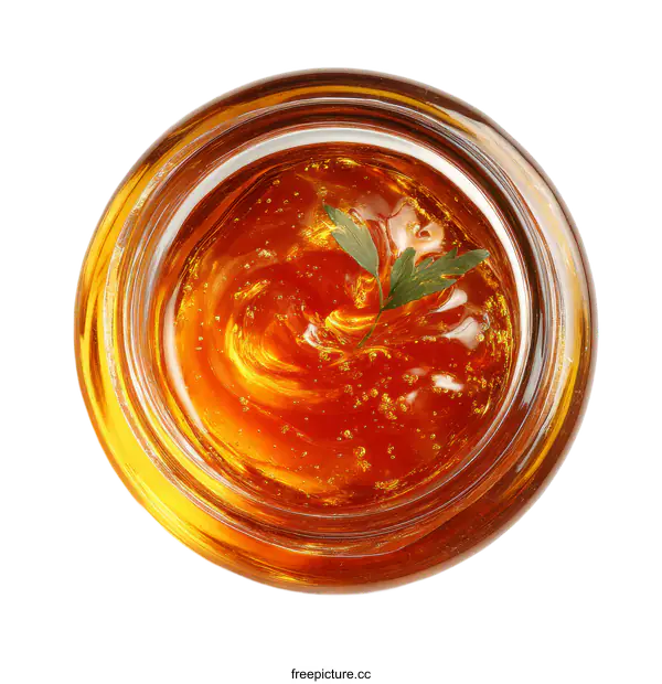 [Transparent Background PNG]Golden Serum in Glass Jar with Herb