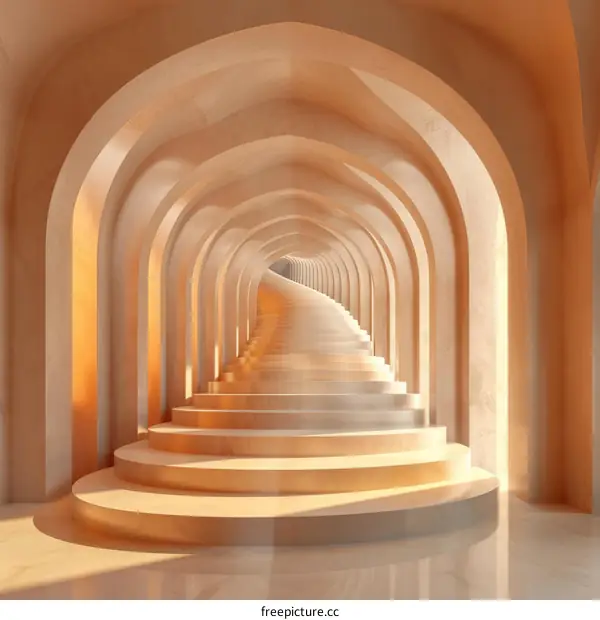 Abstract Archways Spiral Staircase Interior