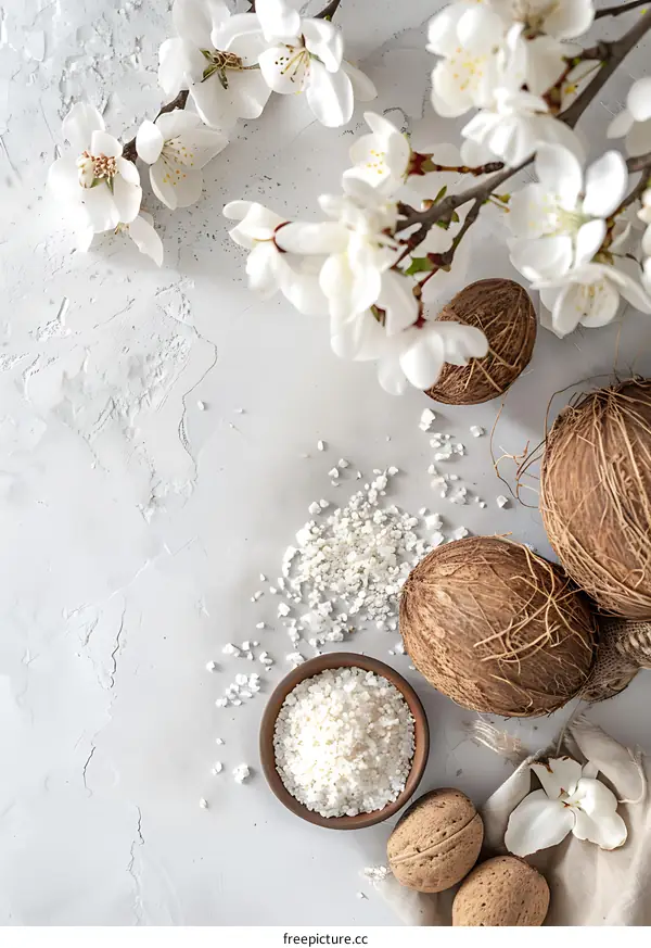Coconut Spa Treatment with White Flowers and Sea Salt