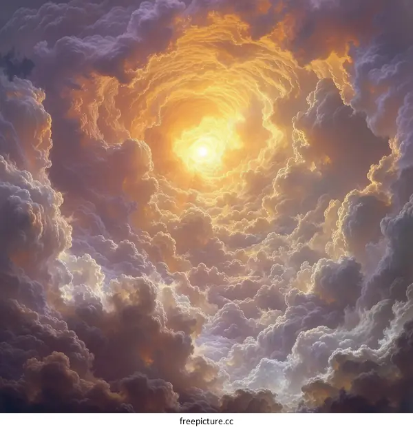 heavenly light shining through cloudscape