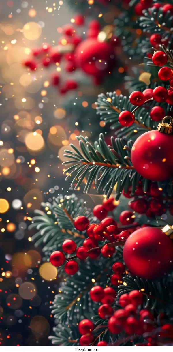 Christmas Tree Decorations with Red Ornaments