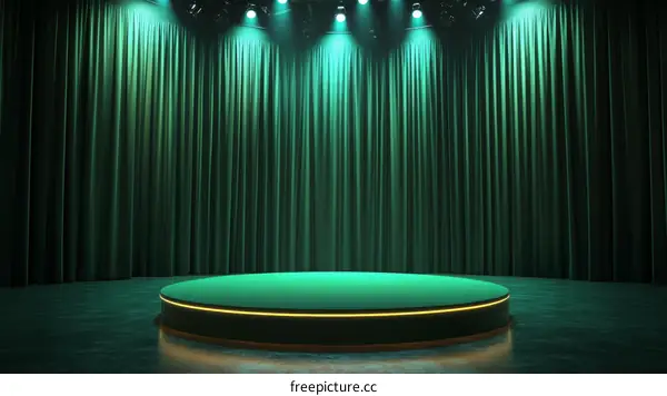 Emerald Green Stage Podium with Drapes