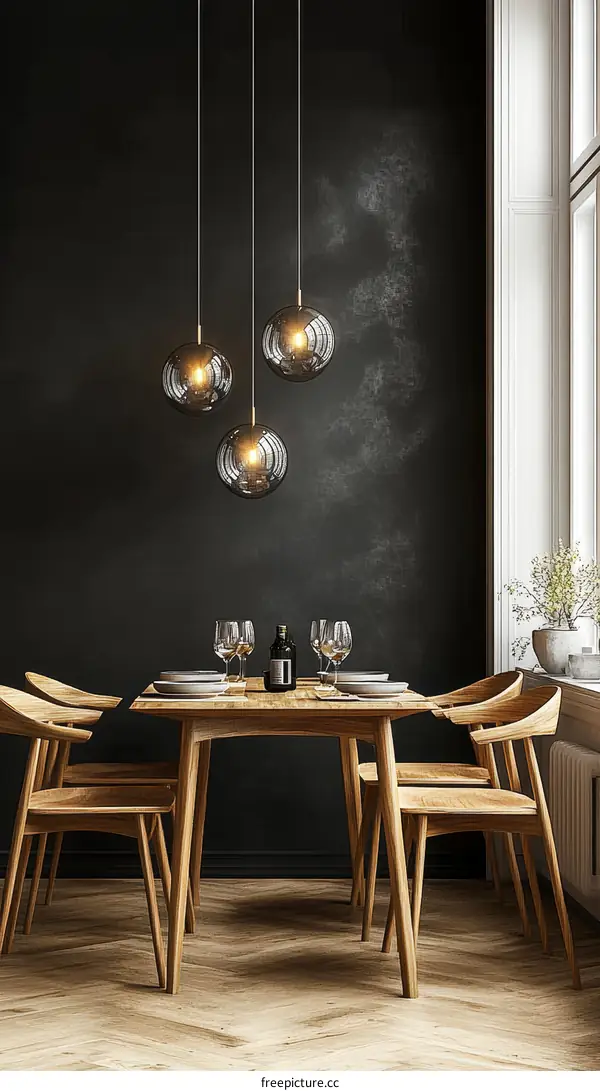 Modern Dining Room Interior Design with Pendant Lights