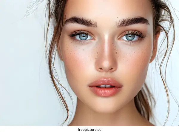 portrait of a young woman with freckles