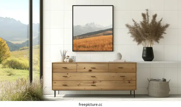 Rustic Modern Living Room with Mountain View Decor