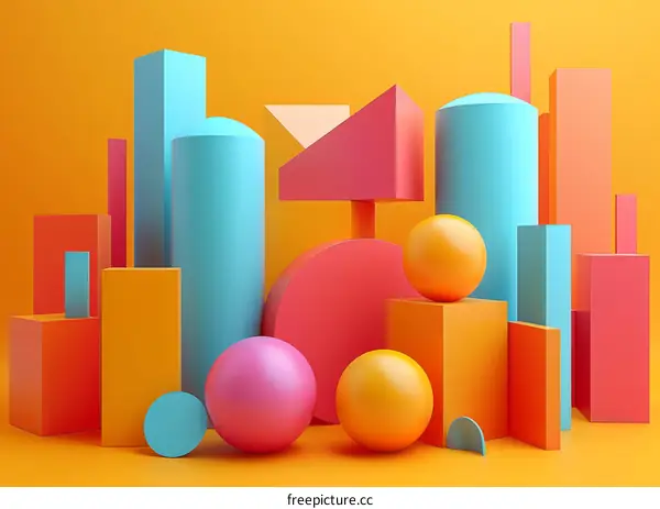 Dynamic Arrangement of Colorful Geometric Shapes