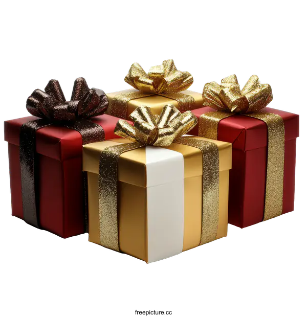 [Transparent Background PNG]Colorful Gift Boxes with Festive Ribbons