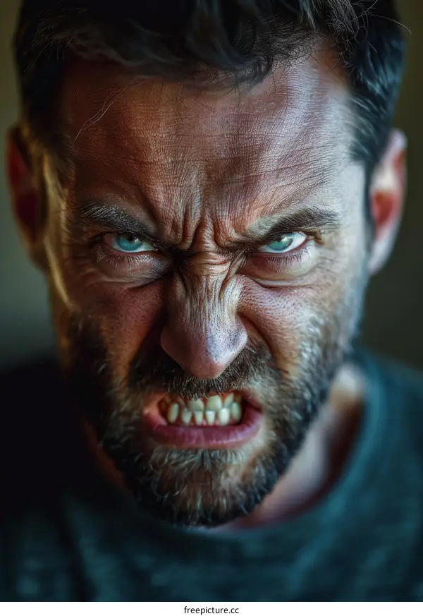 Close-up Angry Man Face Expression