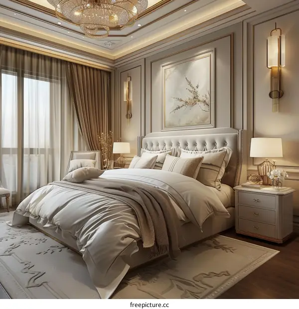 Luxury Elegant Bedroom Interior Design Illustration