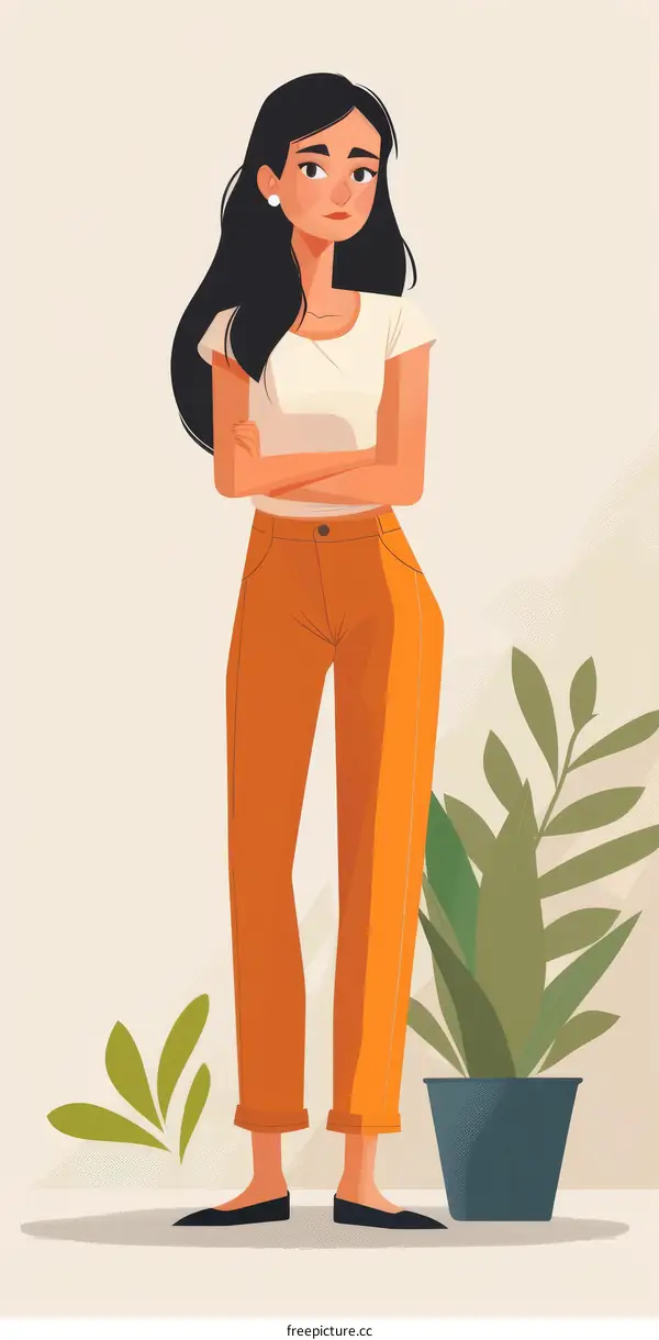 Confident woman standing with arms crossed