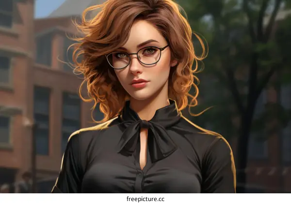 portrait of a beautiful young woman with glasses