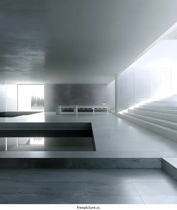 Minimalist Architecture Interior Design With Water Feature