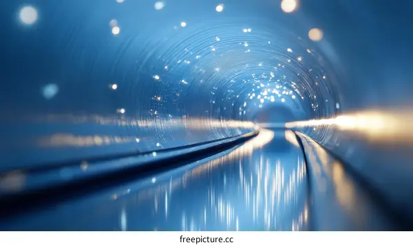 Abstract Blue Tunnel with Light Effects