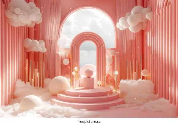 Pink Aesthetic Photo Studio Backdrop Illustration