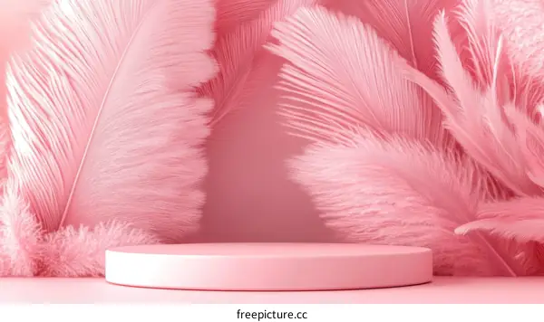 Pink Feather Display Podium Illustration