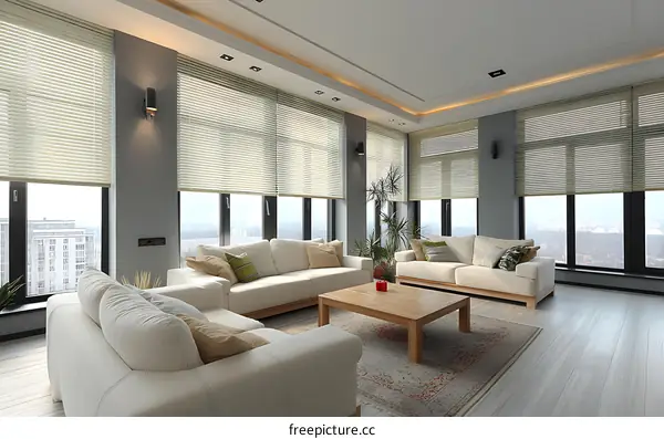 Modern Living Room with Large Windows