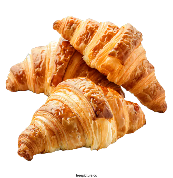 [Transparent Background PNG]Freshly Baked Croissants on White Background