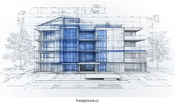 Architectural Blueprint of a Modern Building Design
