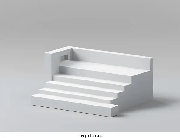 White Minimalist 3D Stairs Rendering