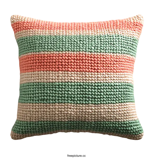 [Transparent Background PNG]Striped Knitted Throw Pillow Cover