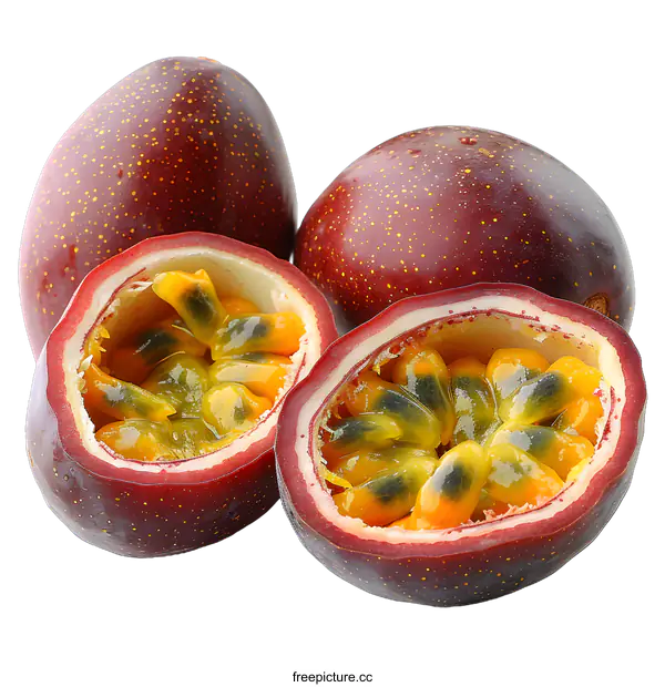 [Transparent Background PNG]Fresh passion fruit on a white background