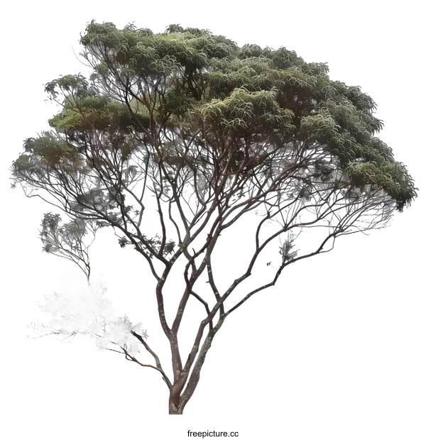 [Transparent Background PNG]Green Tree With Many Branches Isolated On White Background