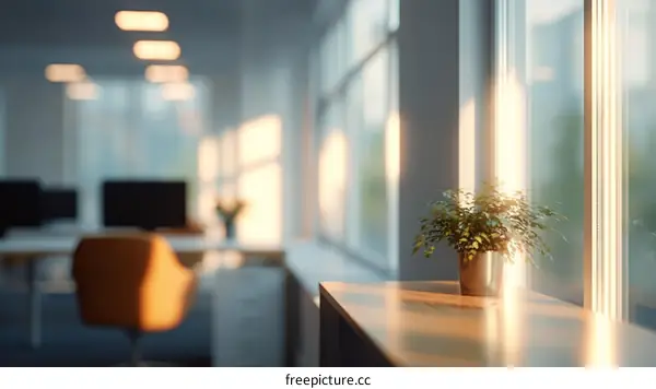 Modern Office Interior with Sunlight