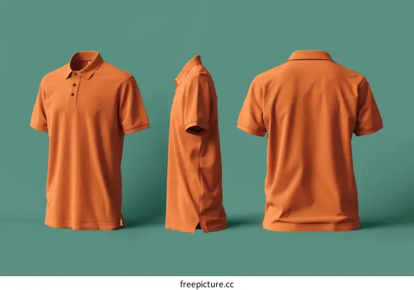 Orange Polo Shirt 3D Rendering