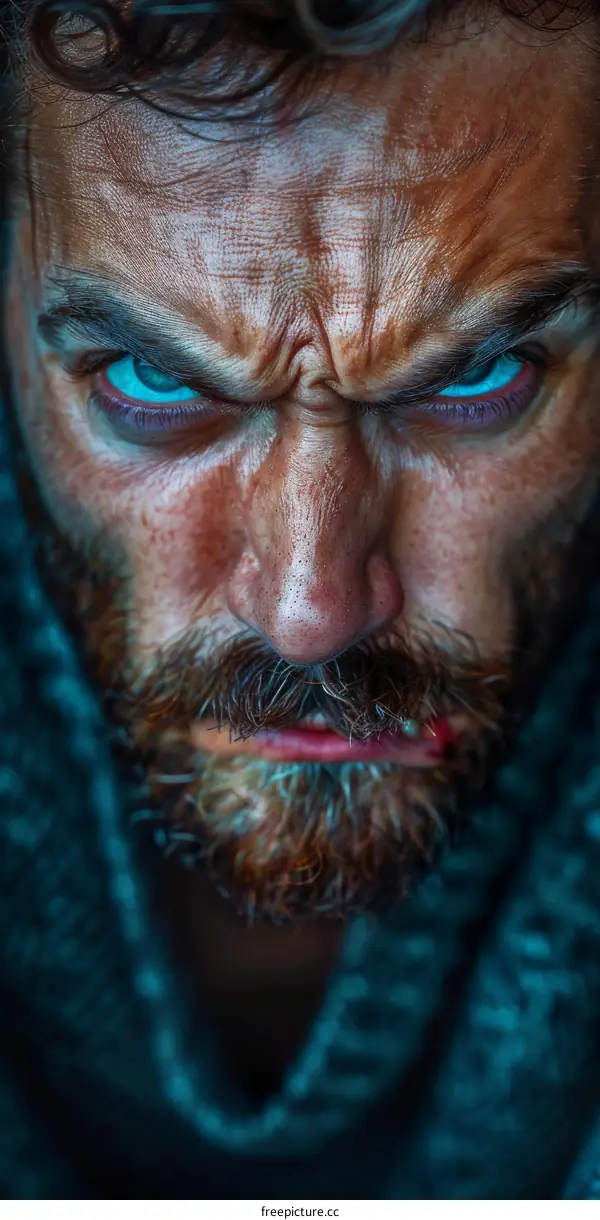 Close-up Portrait of a Man with Intense Expression