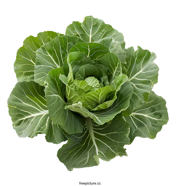 [Transparent Background PNG]Fresh Green Collard Greens Isolated On White Background