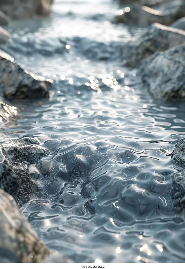 Water Ripples Over Rocks