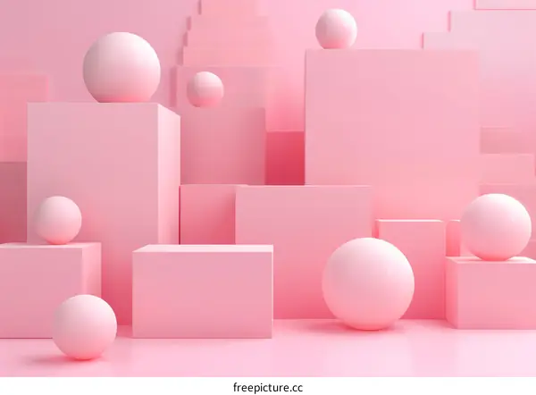 Pink pastel geometric shapes still life