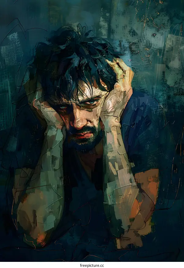 A man is holding his head in despair