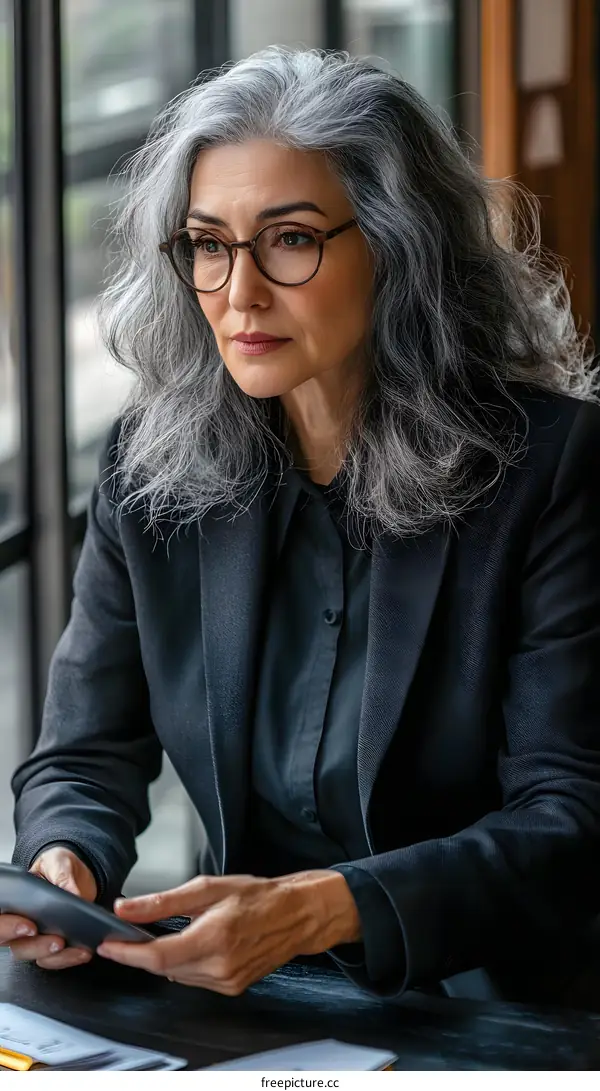 Woman Looking Out Window While Holding Phone