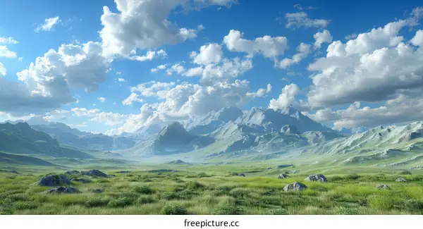 Vast Grasslands Meet Majestic Mountains