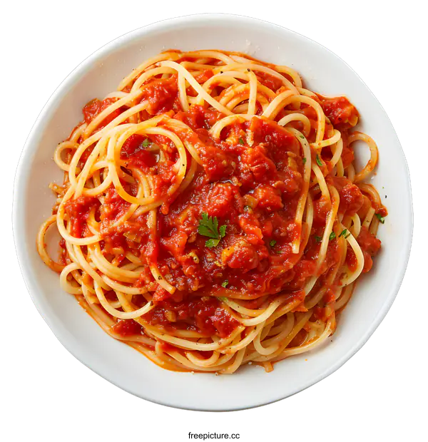 [Transparent Background PNG]Spaghetti with tomato sauce on white background