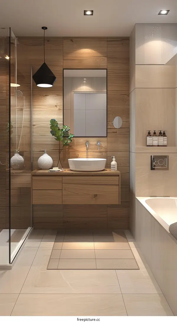 Modern Wooden Bathroom Design Illustration