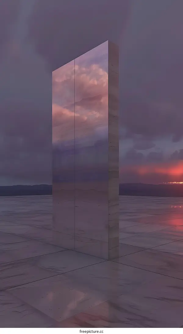 Minimalist Abstract Architecture with Sky Reflection