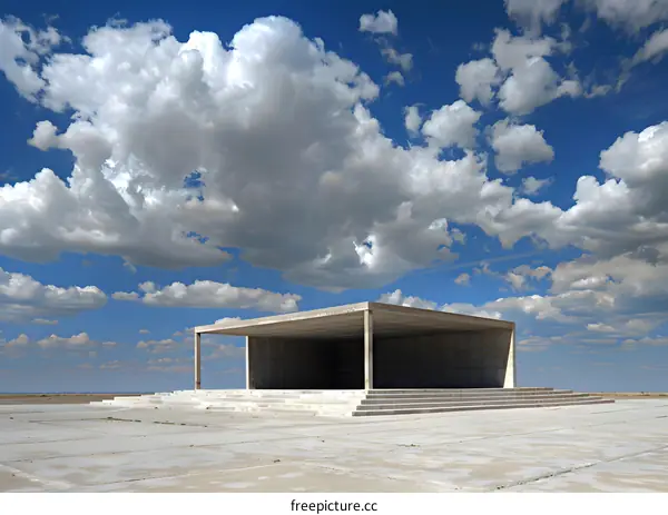 Concrete Structure Under a Cloudy Sky