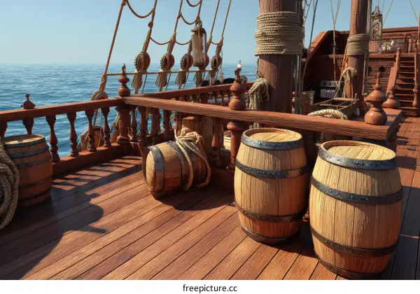 Wooden Deck of a Pirate Ship Illustration