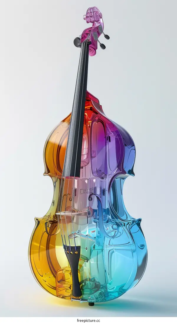 Vibrant Spectrum: A Cello Crafted from Rainbow Glass