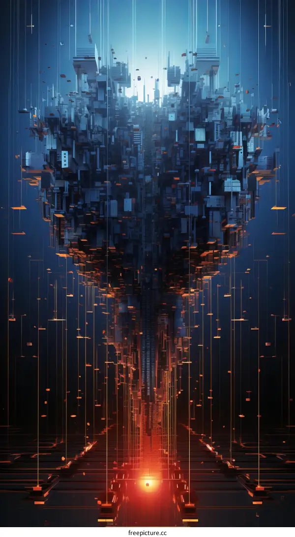 Futuristic City with Towering Skyscrapers Illuminated by Vibrant Lights