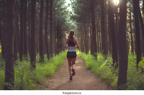 Woman Running Through a Forest