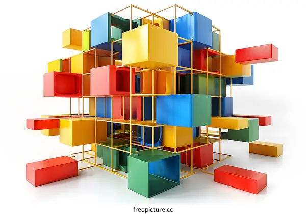 Colorful 3D structure made of blocks