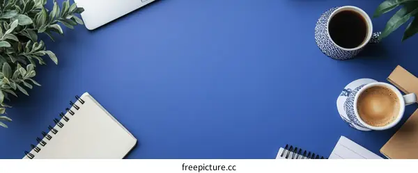 Modern Workspace Workspace with Coffee and Notebook