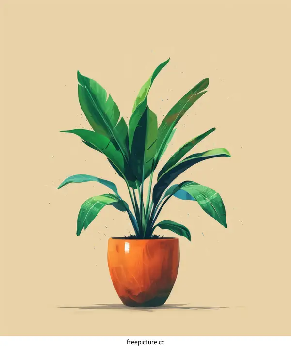 A Banana Plant in a Vibrant Orange Pot